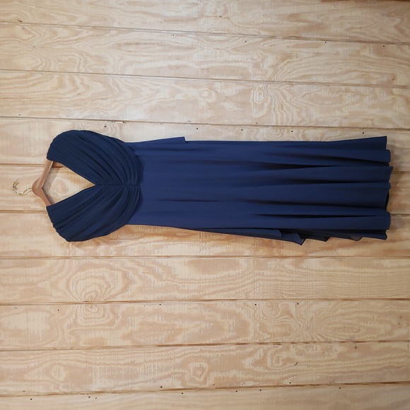 Alexander By Daymor New Navy Pleated Embellished Maxi Gown Dress Size 10 - Picture 7 of 8